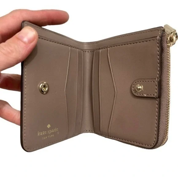 Kate spade taupe compact wallet